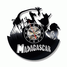 Laser Cut Madagascar Theme Vinyl Record Wall Clock Free Vector File, Free Vectors File