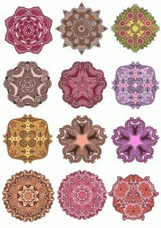 Laser Cut Mandala Ornament Set Art Free Vector File