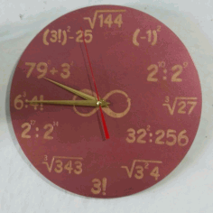 Laser Cut Math Wall Clock Free Vector File