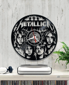 Laser Cut Metallica Vinyl Wall Clock Free Vector File