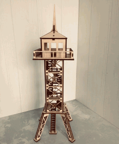Laser Cut Military Observation Tower 3d Wooden Model Free Vector File