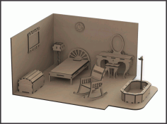 Laser Cut Miniature Dollhouse Furniture Free DXF File