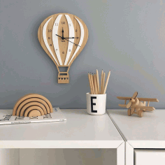 Laser Cut Model Of A Clock In The Shape Of A Balloon Free Vector File