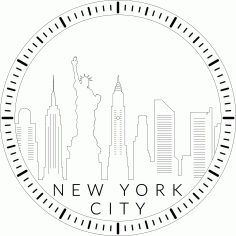 Laser Cut New York Cityscape Clock Free DXF File