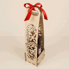 Laser Cut One Bottle Wine Gift Box Free Vector File, Free Vectors File