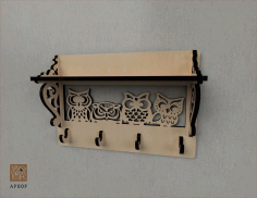 Laser Cut Owl Decor Shelf With Wall Hanger Free Vector File