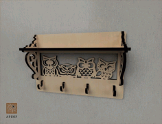 Laser Cut Owl Decor Shelf With Wall Hangers Free Vector File