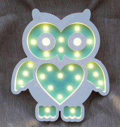 Laser Cut Owl Lamp Unique Kids Night Light Free Vector File