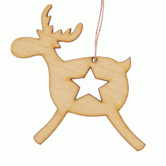 Laser Cut Pendant Deer With Star Free Vector File