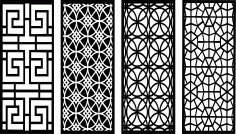 Laser Cut Privacy Partition Indoor Panel Floral Lattice Stencil Room Dividers Set Free DXF File