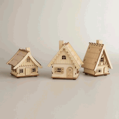Laser Cut Projects 3 Houses Free Vector File, Free Vectors File