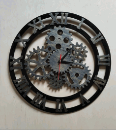 Laser Cut Roman Numerals Gear Clock Free Vector File