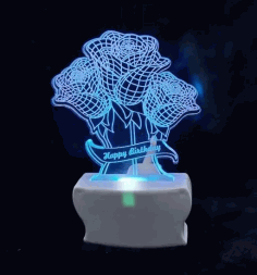 Laser Cut Roses 3d Led Night Light Free Vector File