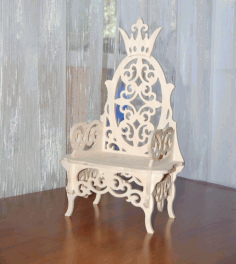 Laser Cut Royal Doll Throne Miniature Dollhouse Throne Barbie Chair 12mm Free Vector File