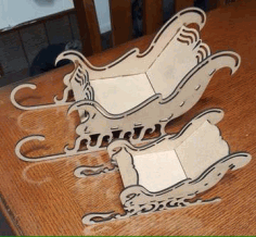 Laser Cut Sleigh Table Decoration Stand Wooden Free DXF File