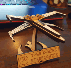 Laser Cut Small x-wing Fighter With Stand Free Vector File