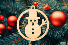 Laser Cut Snowman Bauble Christmas Ornament Xmas Decorations Free DXF File, Free Vectors File