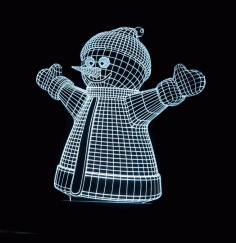 Laser Cut Snowman Decor 3d Acrylic Lamp Free Vector File