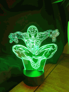 Laser Cut Spiderman 3d Illusion Lamp Free Vector File