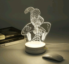 Laser Cut Spiderman Acrylic 3d Lamp Free Vector File, Free Vectors File