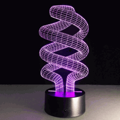 Laser Cut Spiral Shape 3d Illusion Lamp Free Vector File