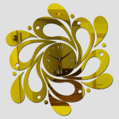 Laser Cut Spiral Wave Wall Clock Free Vector File