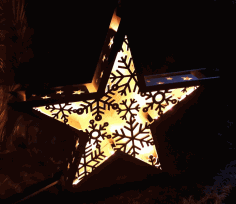 Laser Cut Star Lamp Snowflake Night Light New Year Lamp Free Vector File