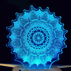 Laser Cut Star Mandala 3d Illusion Lamp 3d Night Light Free DXF File