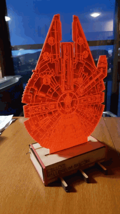Laser Cut Star Wars Millenium Falcon And Stand 3d Optical Illusion Lamp Free DXF File