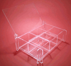 Laser Cut Storage Box With Removable Partitions Made Of Clear Acrylic Free DXF File