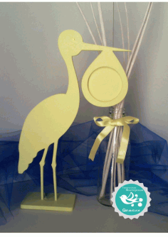 Laser Cut Stork Photo Frame Free Vector File, Free Vectors File