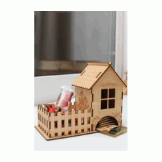 Laser Cut Tea House With Candy Box 3mm Free Vector File