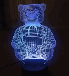 Laser Cut Teddy Bear 3d Lamp Free Vector File