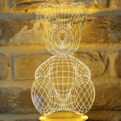 Laser Cut Teddy Bear 3d Night Light Free Vector File
