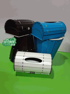 Laser Cut Tissue Box And Waste Paper Basket Dustbin Set Free DXF File