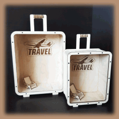 Laser Cut Travel Piggy Bank Suitcase Vacation Fund Holiday Fund Free Vector File, Free Vectors File