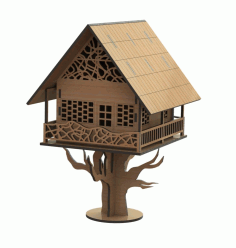 Laser Cut Treehouse 3d Puzzle Free Vector File