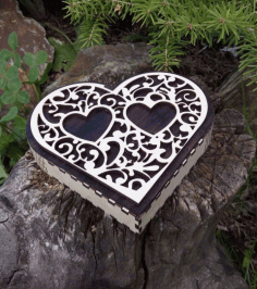 Laser Cut Two Hearts Gift Box Free DXF File
