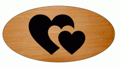 Laser Cut Valentines Day Dual Heart Shaped Wooden Gift Tag Engraved Wooden Design Free Vector File