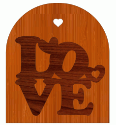 Laser Cut Valentines Day Love Heart Engraved Wooden Tag Free Vector File
