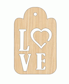 Laser Cut Valentines Day Love Heart Wooden Tag Free Vector File