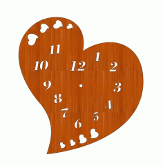 Laser Cut Valentines Day Personalised Love Shaped Wooden Wall Clock Free Vector File