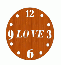 Laser Cut Valentines Day Personalised Love Wooden Wall Clock Free Vector File
