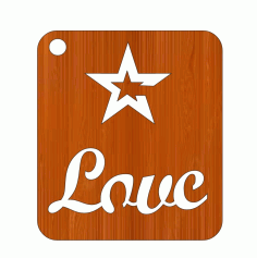 Laser Cut Valentines Day Wood Keychain Love Star Gift Tag Free Vector File