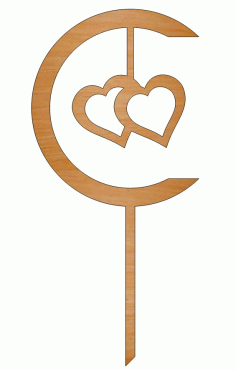 Laser Cut Valentines Day Wooden Love Heart Cake Topper Free Vector File