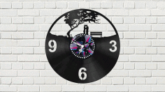 Laser Cut Vinyl Clock With Couple Free Vector File