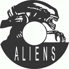 Laser Cut Vinyl Record Aliens Clock Free Vector File