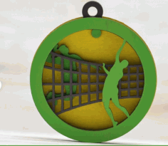 Laser Cut Volleyball Medal Layered Eco Friendly Wooden Medal Free Vector File, Free Vectors File