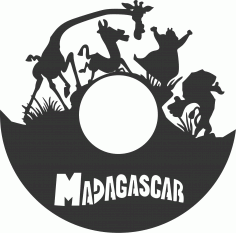 Laser Cut Wall Clock Madagascar Free Vector File