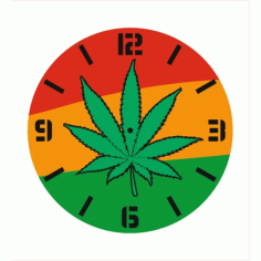 Laser Cut Wall Clock With Pot Leaf Free Vector File, Free Vectors File